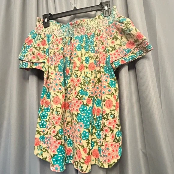 Myra Bag Floral Top off shoulder bell sleeve boho XL India boho - Picture 4 of 10